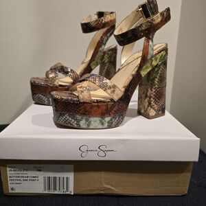 Jessica Simpson Women's Snakeskin Platform Heels - Multicolor
